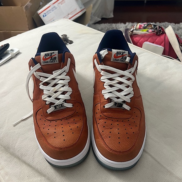 Men’s Nike Air Force 1 Lunar size 11.5 Orange & Royal Blue 2014 Low Tops - Picture 8 of 9